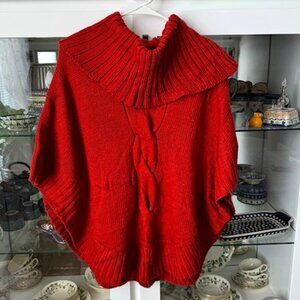 Dress Barn Women's Bright Orange Sweater Poncho, Size S/M (Small/Medium)